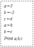 ı: a3
b-5
c6
ab
bc
Print a,b,c
